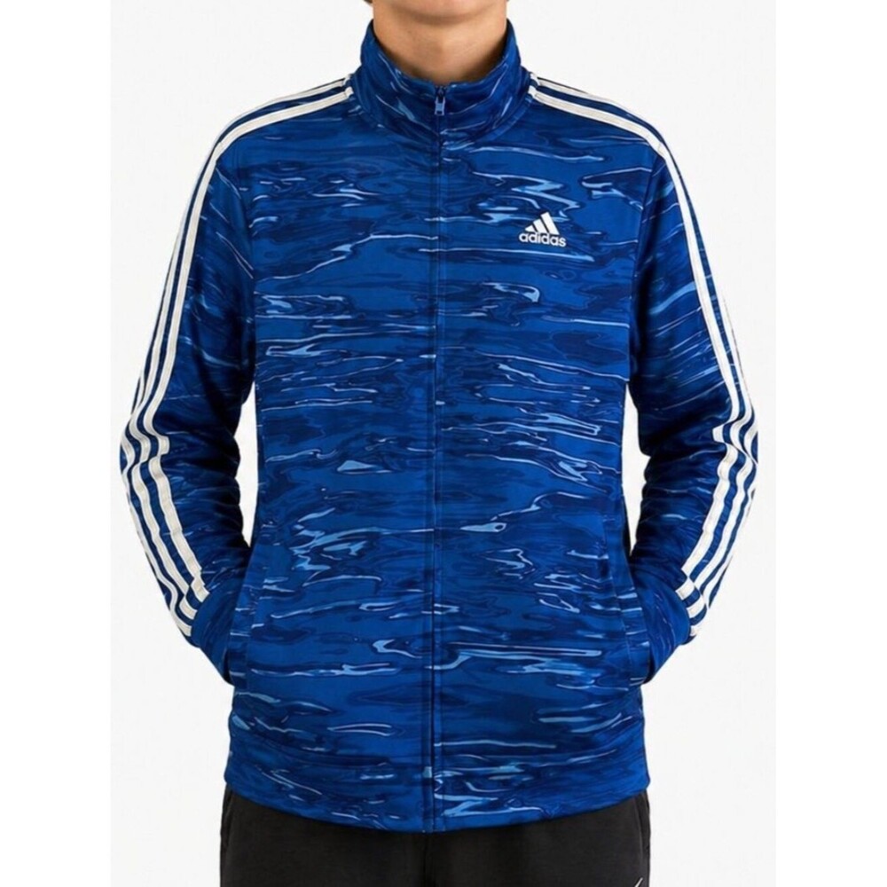 Adidas Track Jacket Youth Boys X-Large 18/20 Blue Water Full Zip Logo NWT